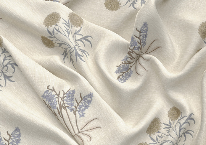William Morris Lily Flower Embroidery, Woad - Made to Measure Curtains - Image 4